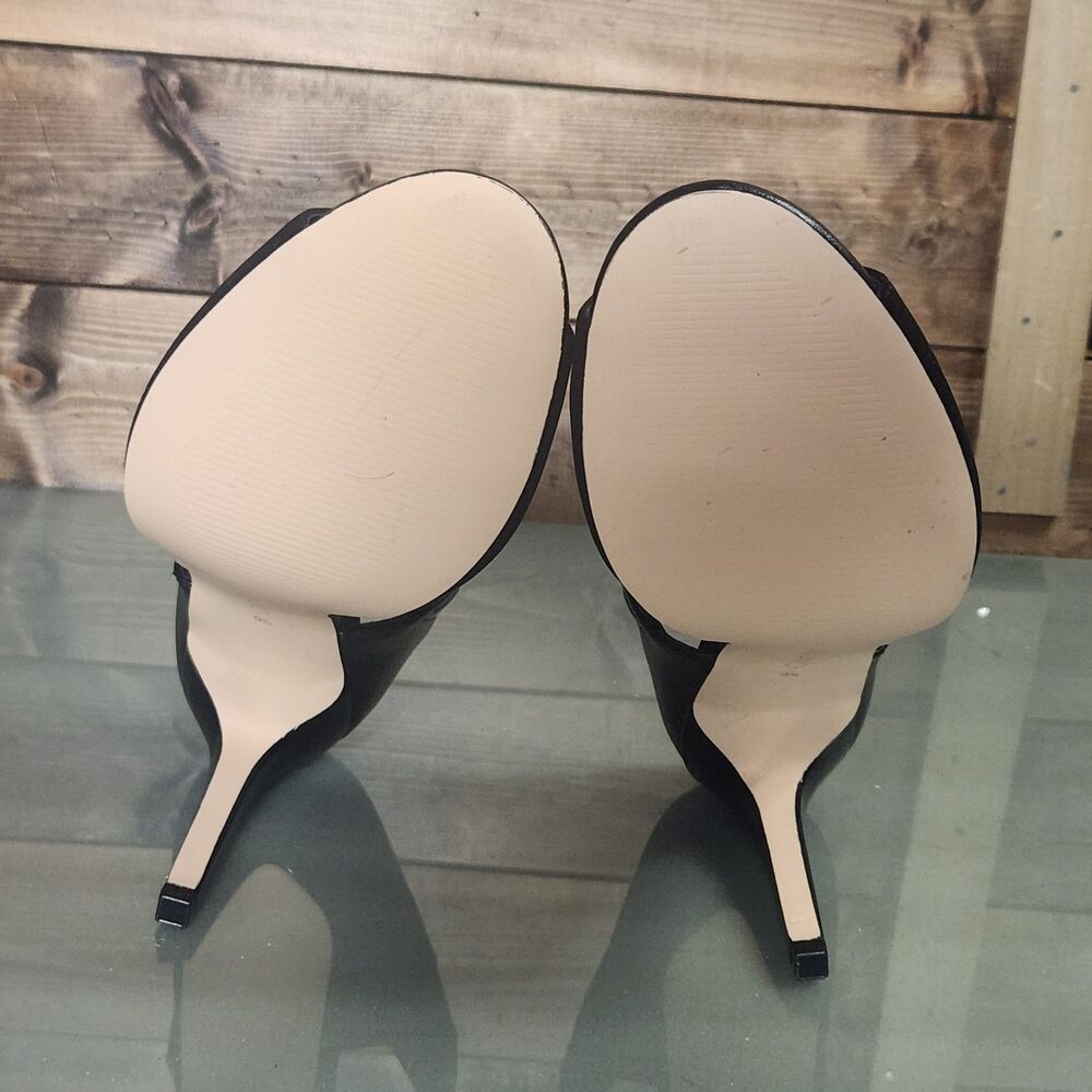 Calvin Klein Black Open Toe Mule Heels Womens Size 9.5 Suede Stiletto - Picture 7 of 9